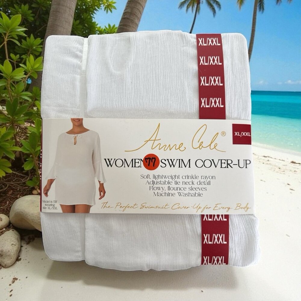 Anne Cole Women's White Swim Cover  Up  XL/XXL